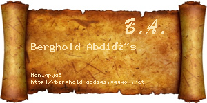 Berghold Abdiás névjegykártya